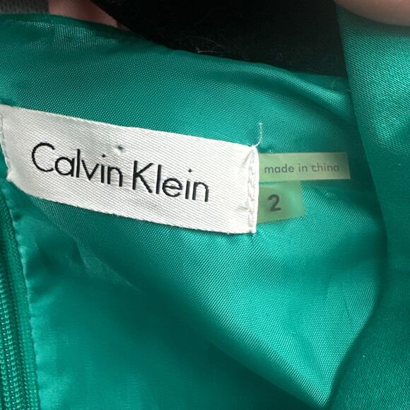 Calvin Klein Dress 2 Teal Green Fit Flare Business Career Party Cocktail Preppy - Picture 8 of 16